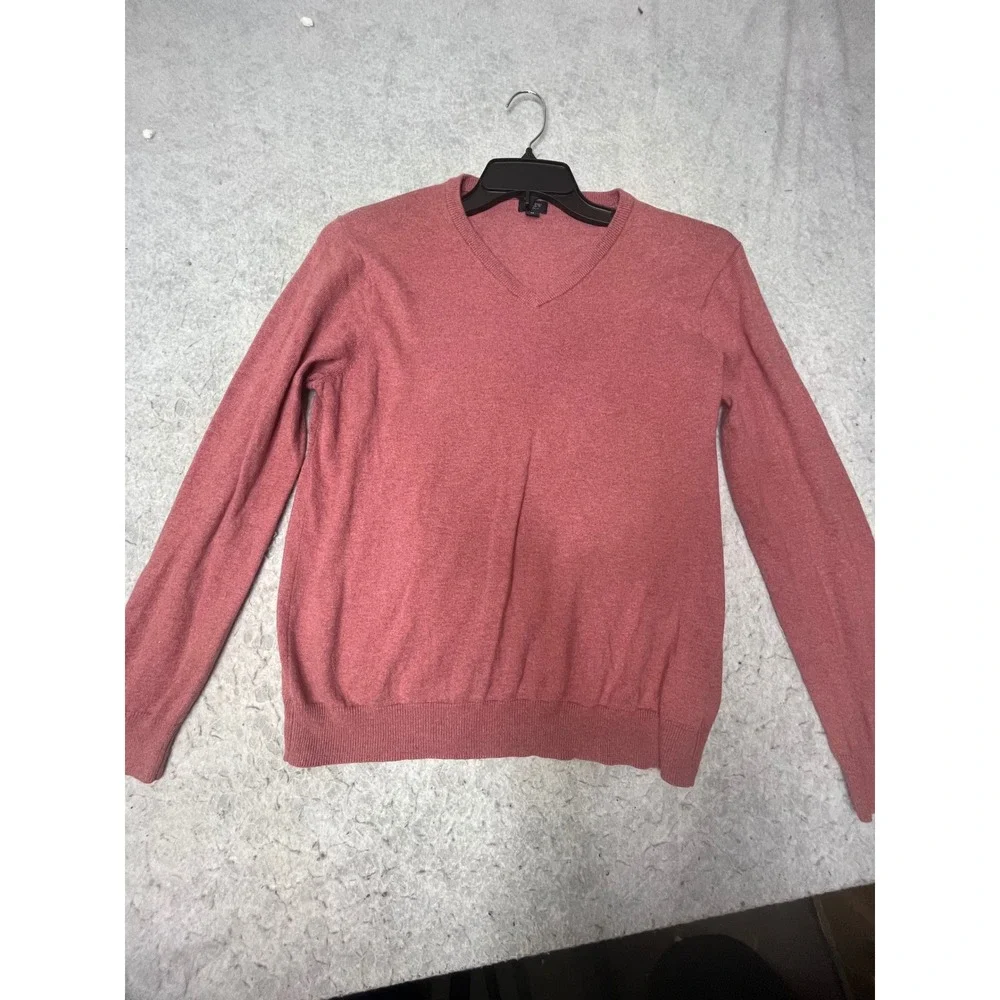 J.Crew Mens V-Neck Sweater Rose Pink Cotton Cashmere Blend Size‎ M